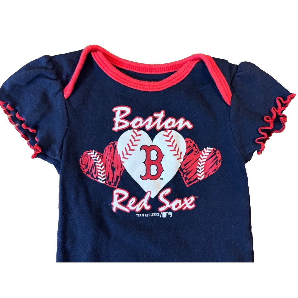 Baby Girls Boston Red Sox Bodysuit 12 Months Romper Red Navy Blue Short Sleeved